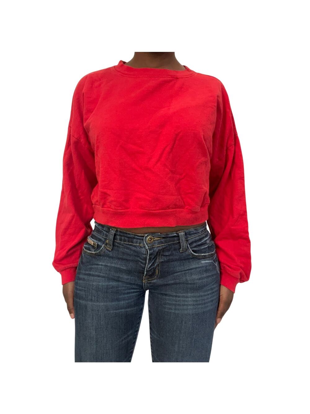 American Apparel Red Sweater Cropped Fleece, One Size
